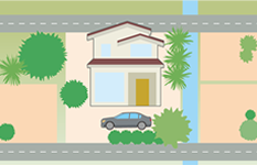 近隣に比べ広めの土地イラスト