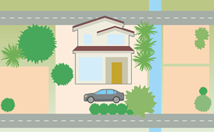 近隣に比べ広めの土地