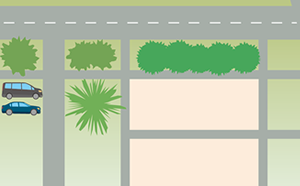 道路幅の狭い土地イラスト