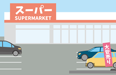 スーパーなどの敷地イラスト