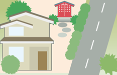 庭内神祠のある土地イラスト